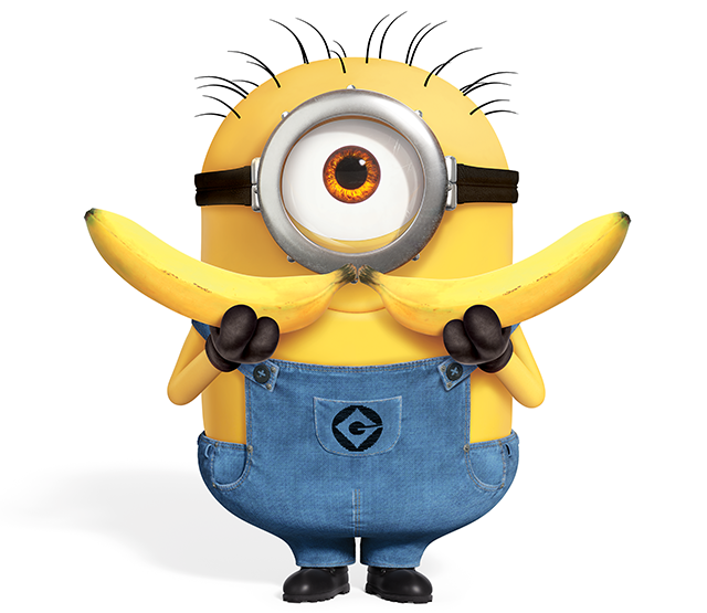 Minions Figur hält zwei Bananen – Motiv für keeeper Produkte