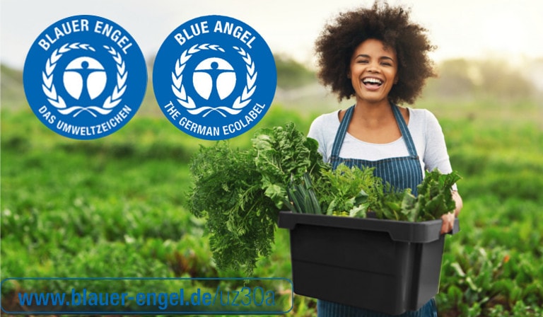 Die Boxen der ECO-Line von keeeper sind mit dem Label "Blauer Engel" für Nachhaltigkeit ausgezeichnet.